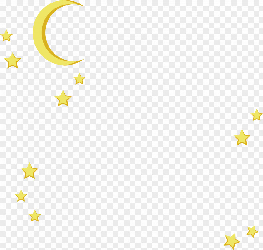 The Moon And Stars In Night Sky Yellow Area Pattern PNG