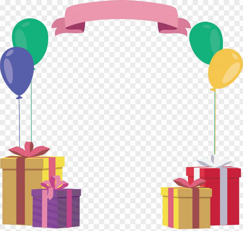 Gift Box BALLOON Birthday Frame PNG