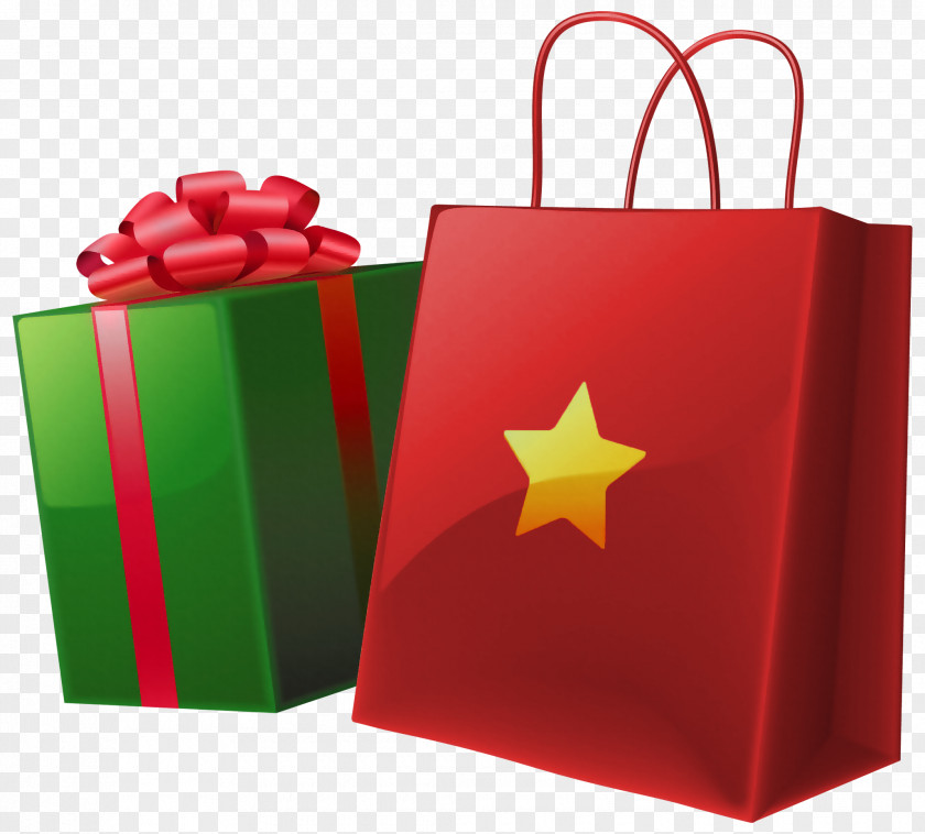 Transparent Christmas Gift Box And Bag Santa Claus Clip Art PNG