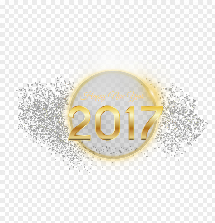 2017 New Year Shiny Golden Word Round Spot Plane Download PNG