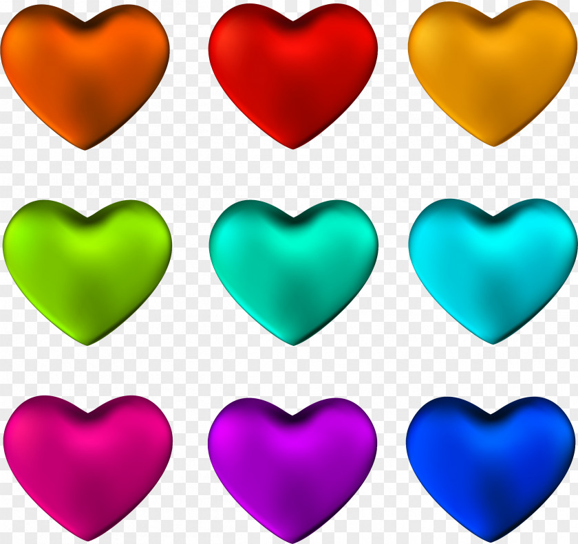 Colorful Simple Love Heart Clip Art PNG