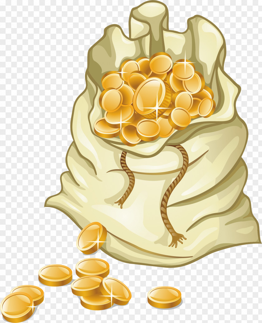 Gold Coin Element Money Bag Clip Art PNG