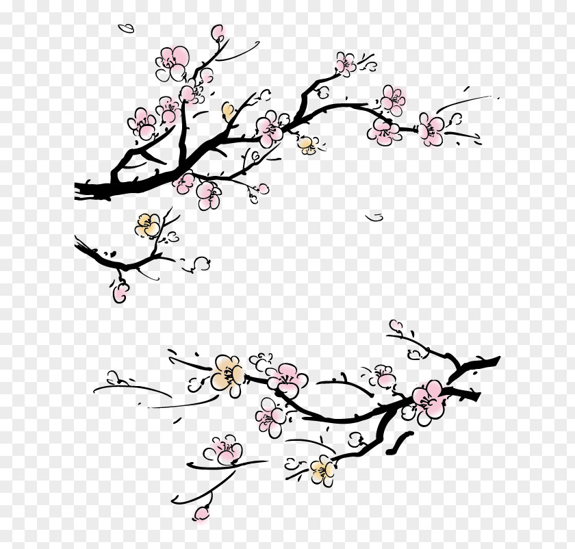 Ink Plum Chinese Painting Illustration PNG