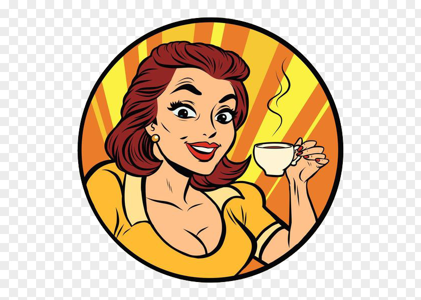 A Woman Who Drinks Tea Coffee Cafe Drink Clip Art PNG