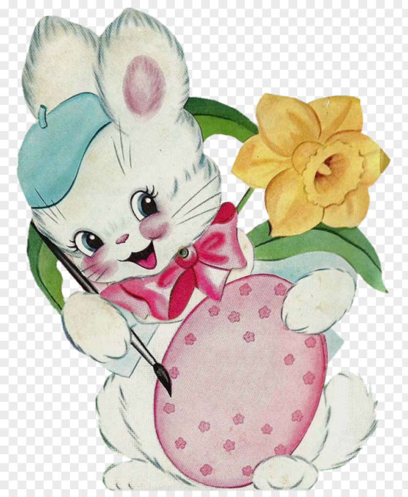 Bunny Rabbit Easter Egg Flower PNG