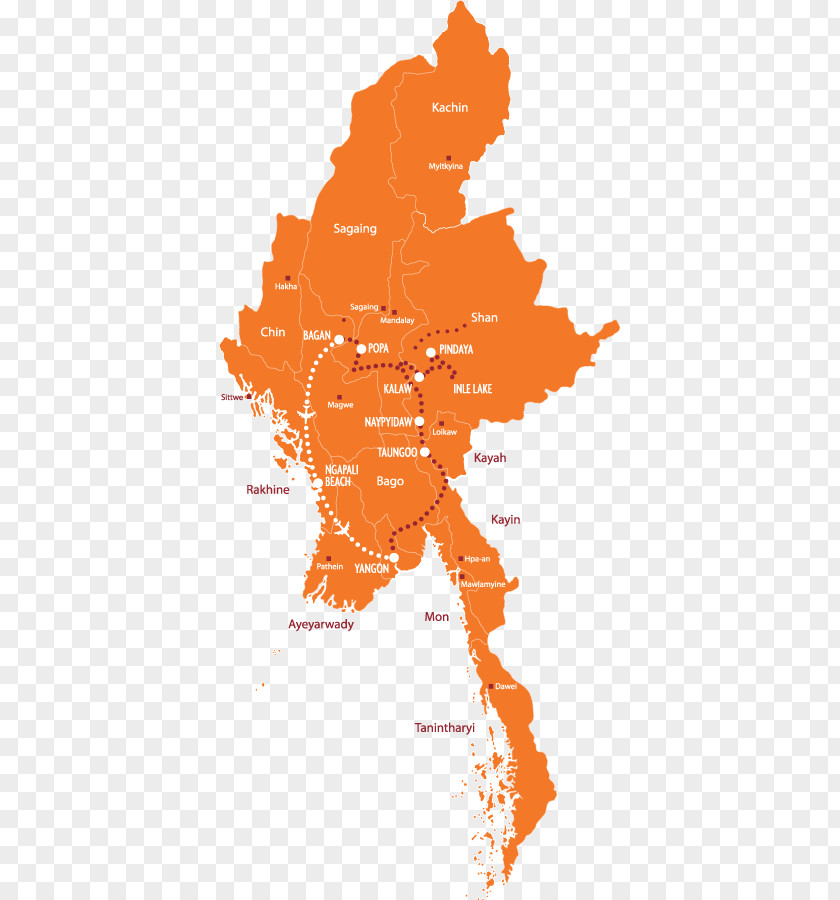 Myanmar Map Yangon Inle Lake Indawgyi PNG