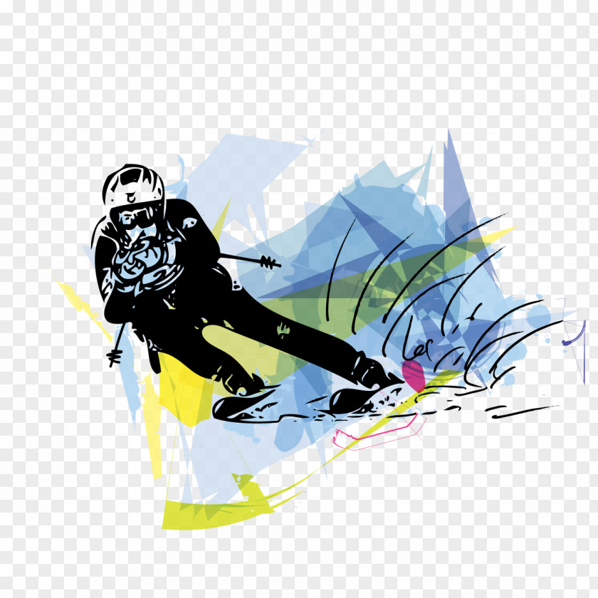 Vector Watercolor And Sledding Person Alpine Skiing Freestyle Extreme PNG