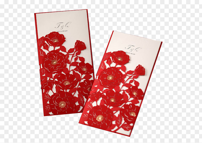 Chinese Style Red Envelope Wedding Invitation Greeting Card Laser Cutting Bride PNG
