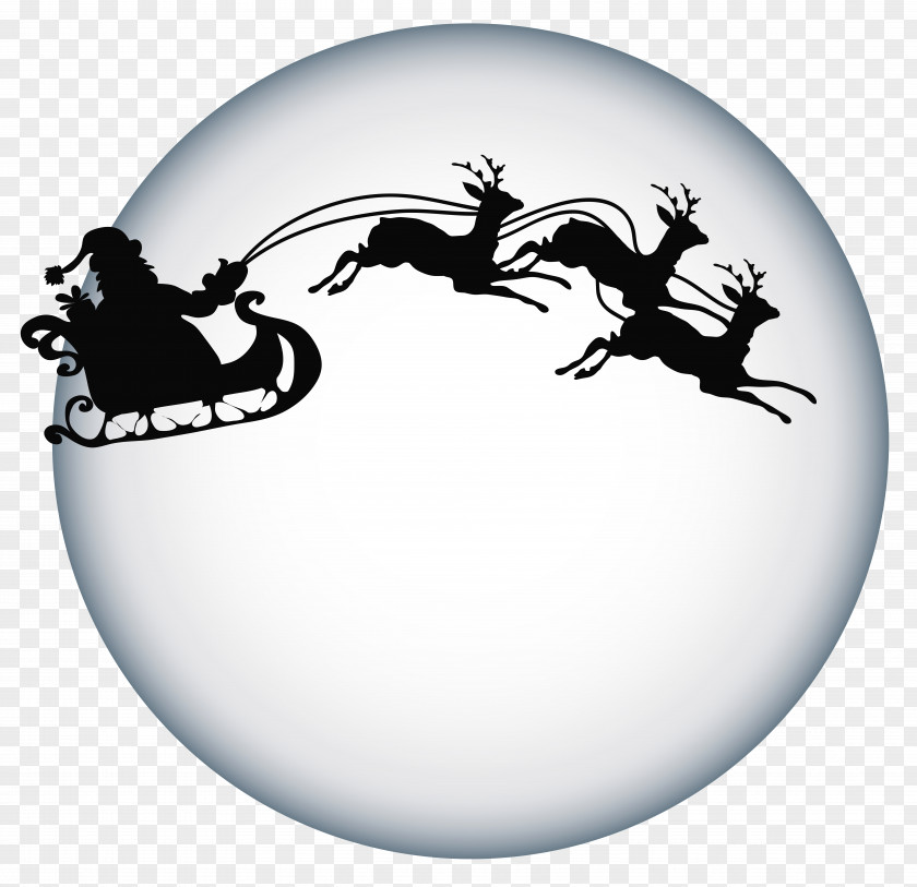 Santa Clause And Moon Shade Transparent PNG Clipart Claus's Reindeer Silhouette Clip Art PNG