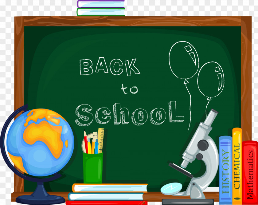School Supplies And Chalkboard Clip Art PNG