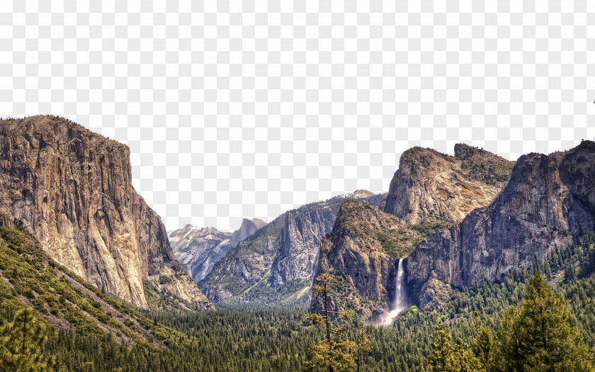 Yosemite National Park Four Falls El Capitan Half Dome Tunnel View Valley PNG