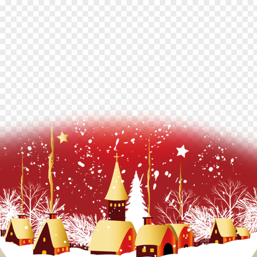 Christmas New Year Red House Snow Crystal Ball Fig Tree Globe Clip Art PNG
