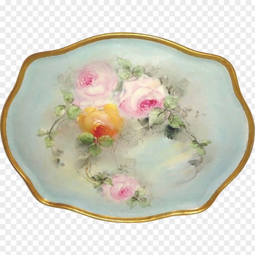 Retro Hand Painted Tableware Platter Ceramic Plate Porcelain PNG