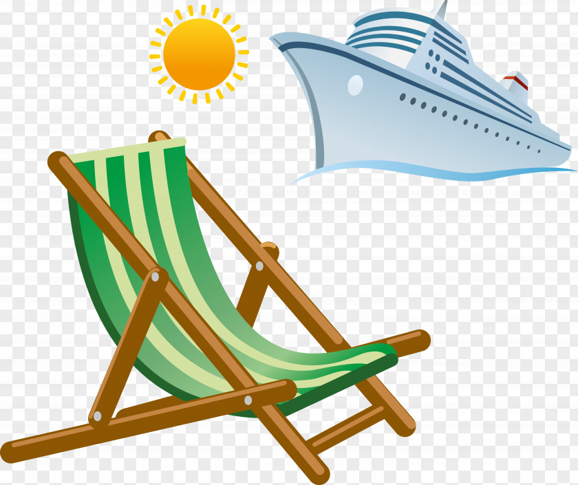 Cruise Sun Cartoon Drawing Folding Chairs Ship Cruising Clip Art PNG