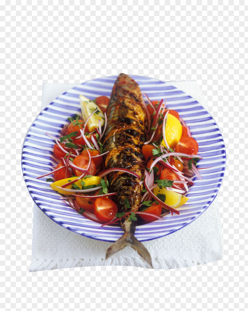 Fish In A Striped Dish Clip Art PNG