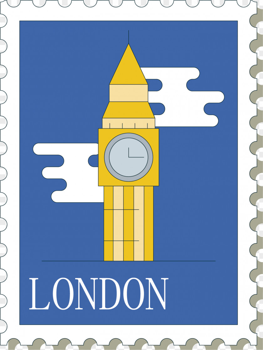 Cartoon Big Ben Vector Postage Stamp Euclidean Rubber Drawing PNG