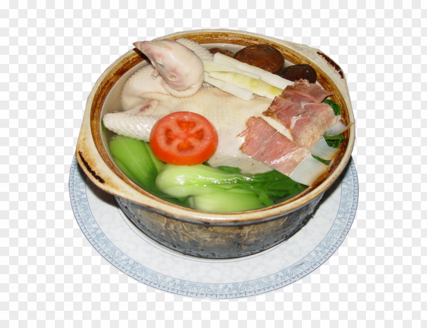 A Pot Of Chicken Soup More Canh Chua Japanese Cuisine Chinese Tableware Recipe PNG