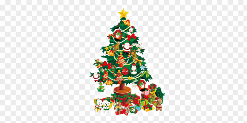 Christmas Tree Santa Claus English Holiday Greetings PNG