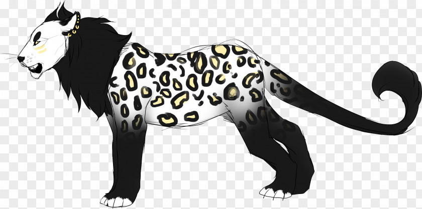 Blackandwhite Tail Lion Drawing PNG