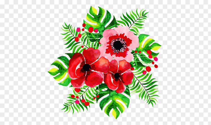 Christmas Bouquet Watercolor Floral Background PNG