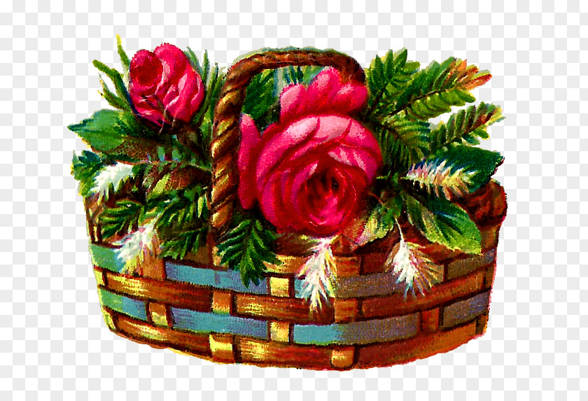 Flower Basket Garden Roses Clip Art PNG