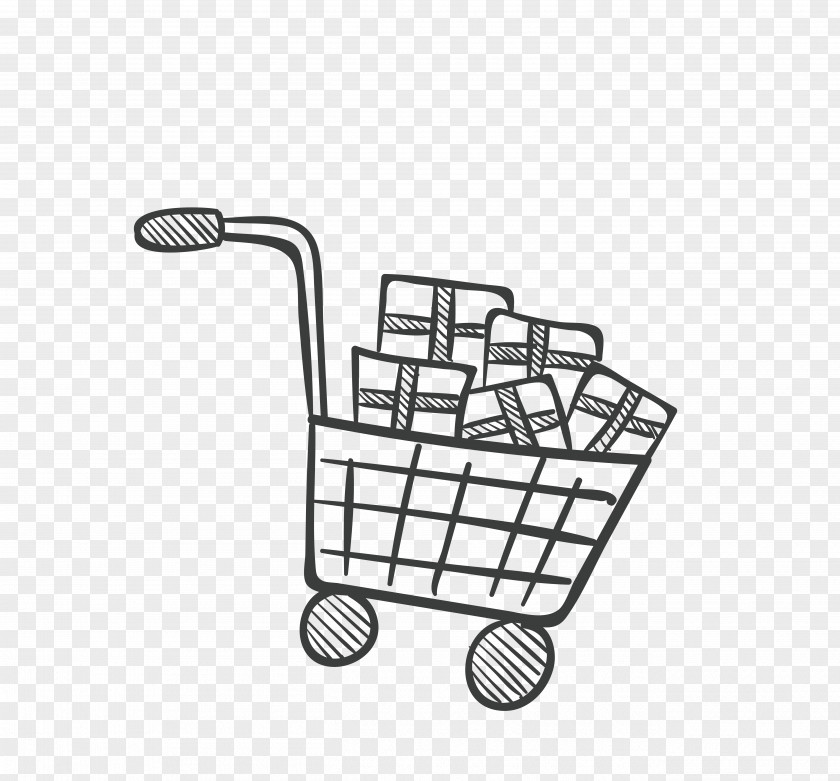 Line Shopping Cart Online PNG