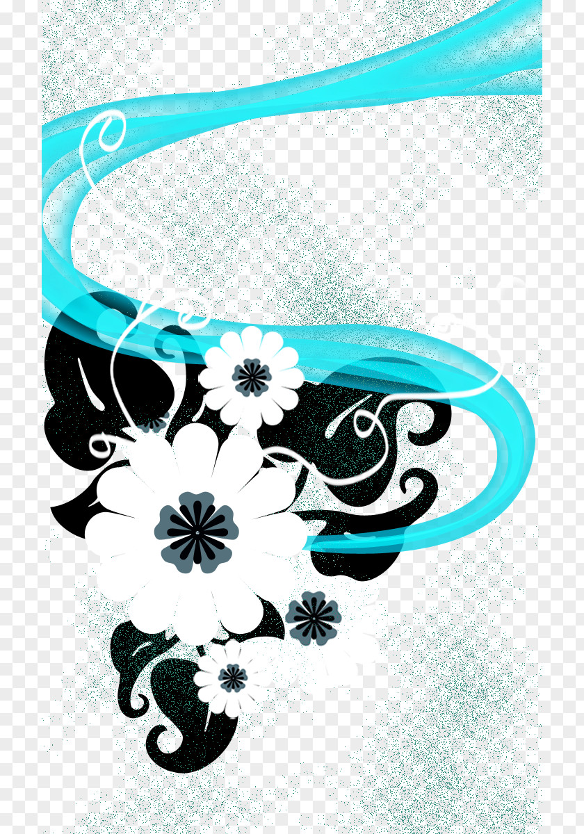 Dimensional Flowers On A Blue Background PNG
