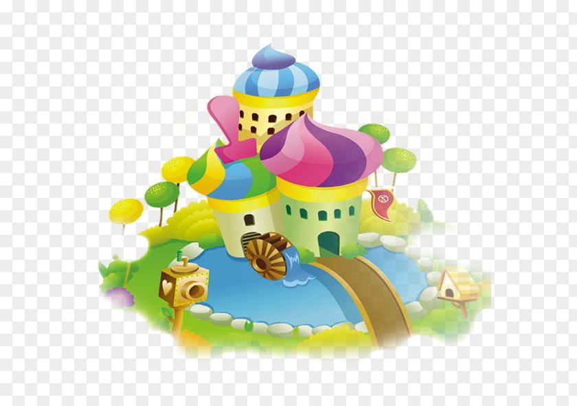 Dream Castle Cartoon Poster PNG