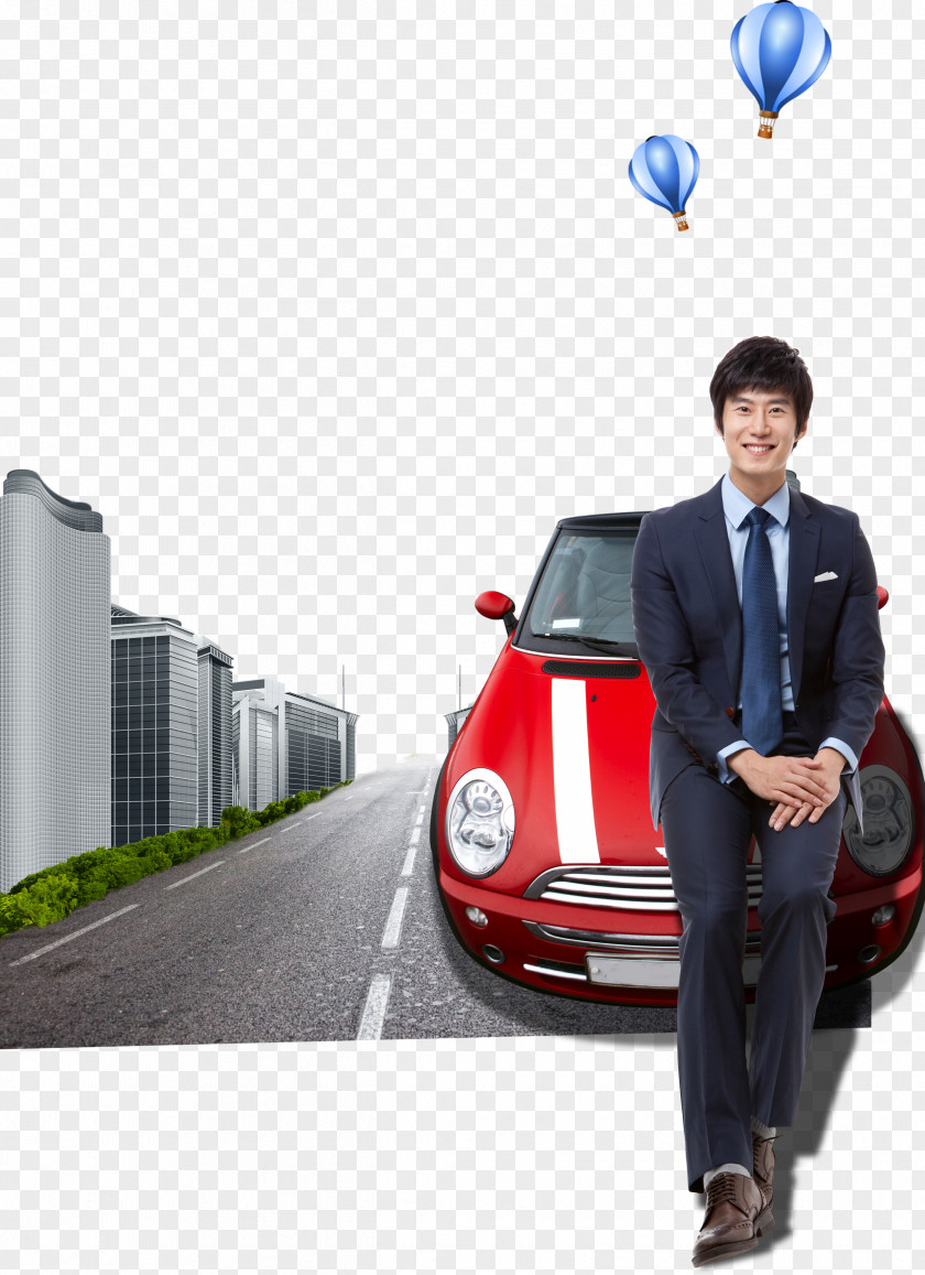 Man On Car Business PNG