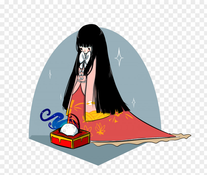 KAGUYA Clip Art Illustration Black Hair Character PNG