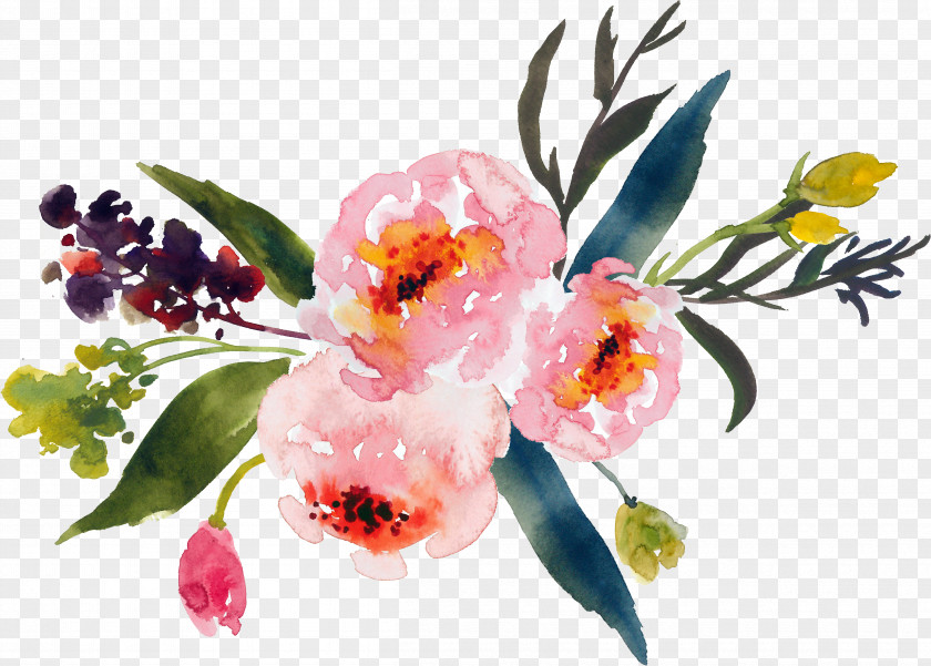 Watercolor Flower Bouquet Painting Clip Art PNG