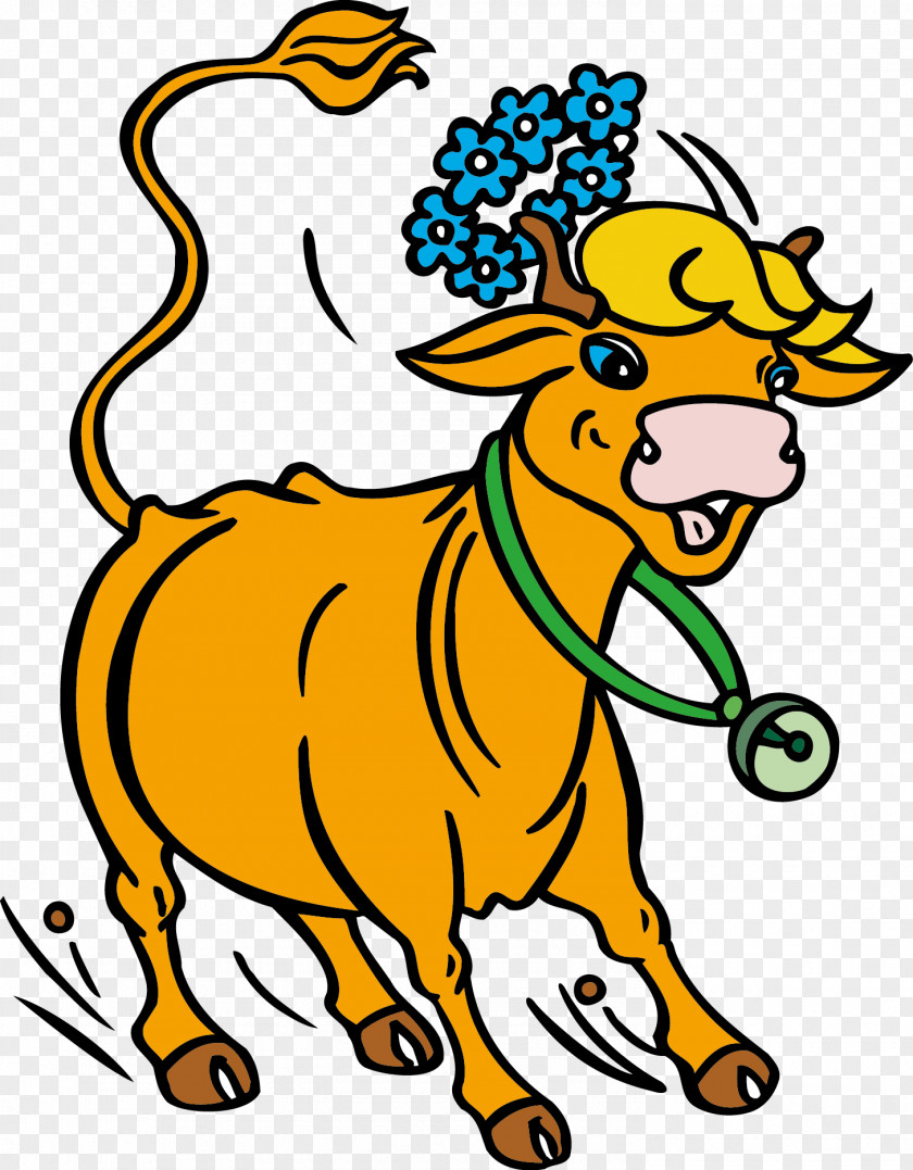 Cow Vector Cartoon Cattle Chinese Zodiac PNG