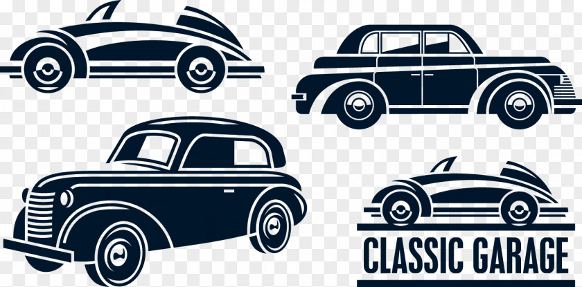 Retro Classic Cars Silhouette Vector Material Car Vintage Retro-style Automobile PNG