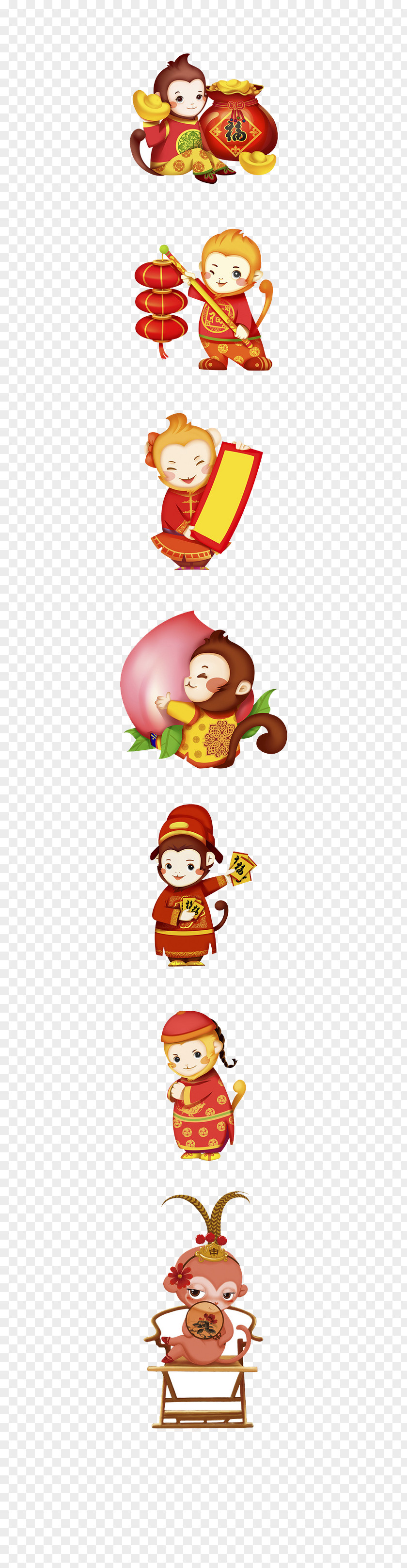 Monkey Send Blessing Chinese New Year Years Day Clip Art PNG