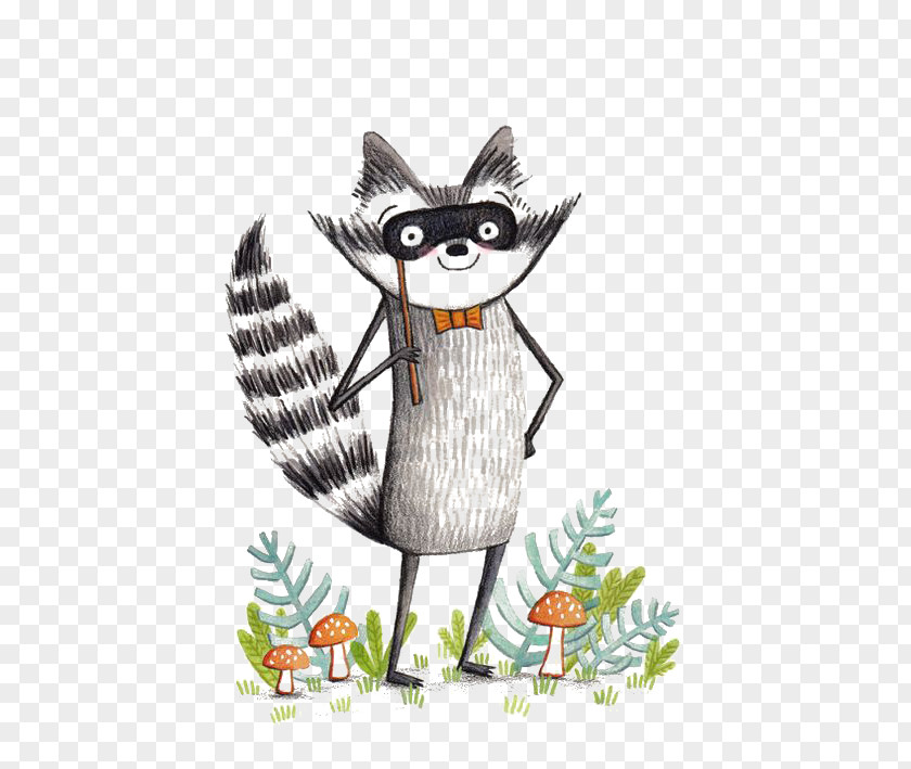 Cartoon Raccoon Coyote Illustration PNG