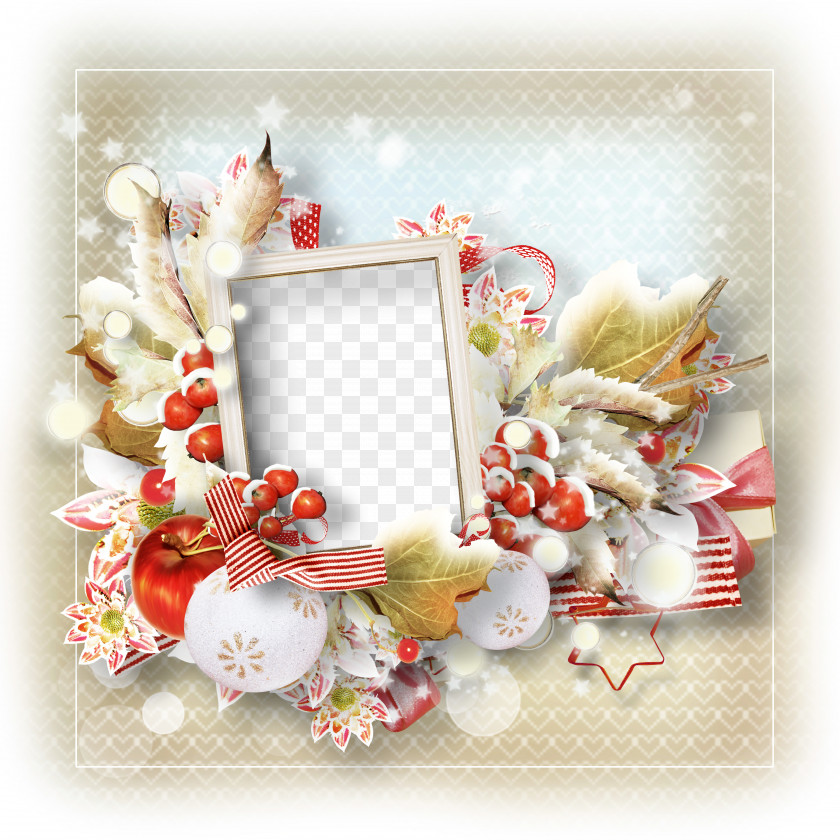 Snow Fruiting Leaves Decorative Frame Photography PNG