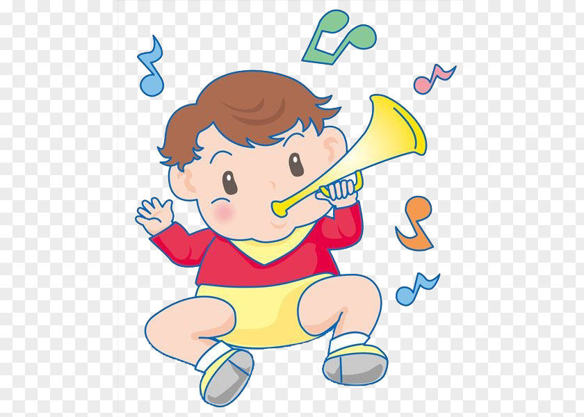 Trumpet Boy Drawing Illustration PNG