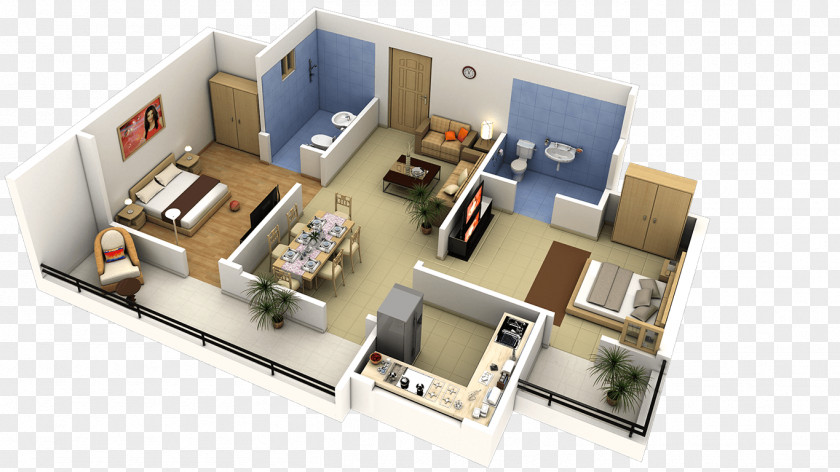 Apartment 3D Floor Plan House Bedroom PNG