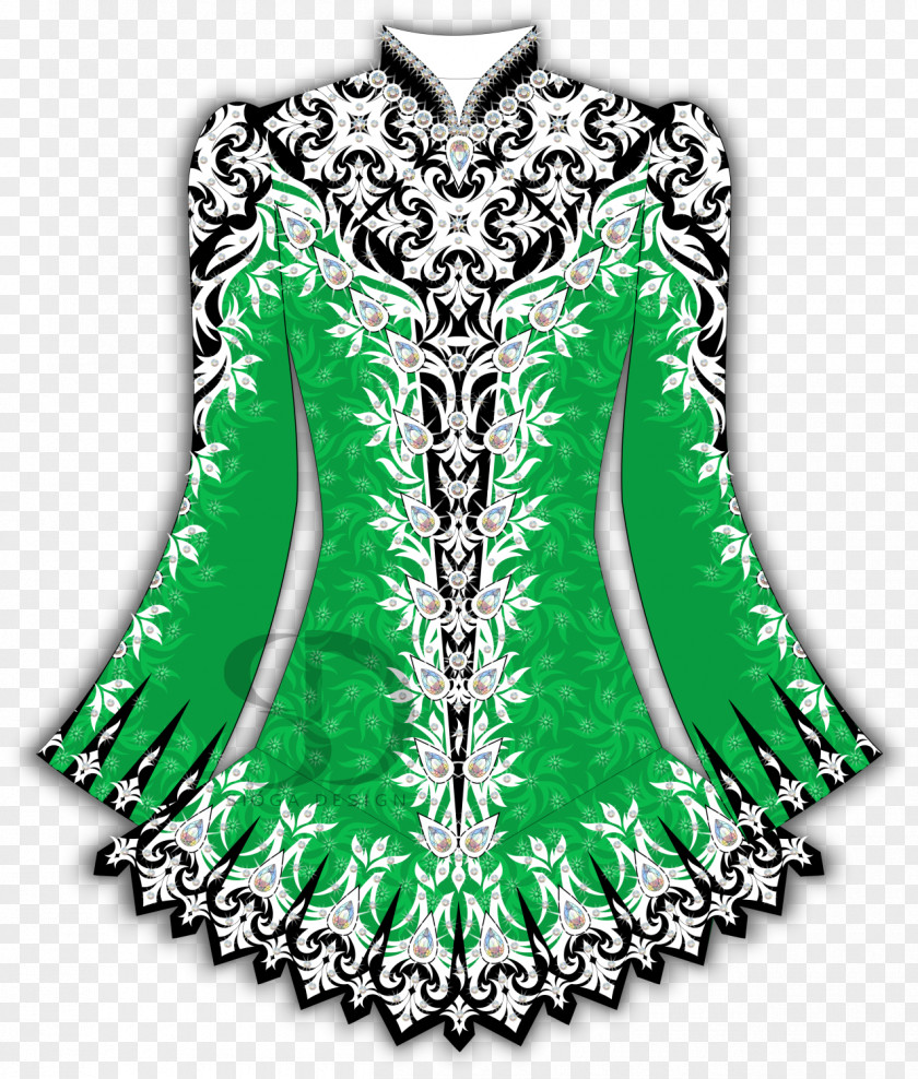 Irish Culture Dance Dress Pattern PNG