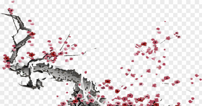 Plum Flower Cherry Blossom Graphic Design Text Illustration PNG