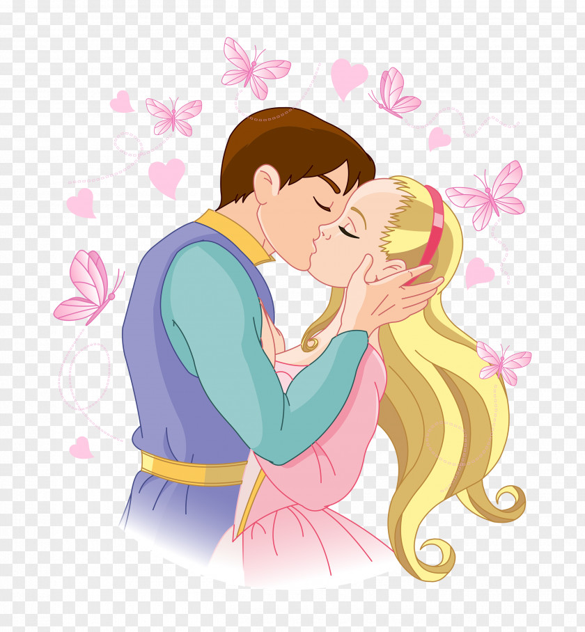 Prince And Princess Kiss Cartoon Drawing Clip Art PNG