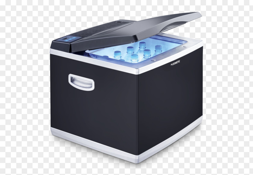 RefrigeratorWidth: 52 CmDepth: 51.5 CmHeight: 45.4 Cm38 LitresPortableClass A+Silver/black Dometic MINI CooperRefrigerator WAECO CoolFun CK 40D Hybrid PNG