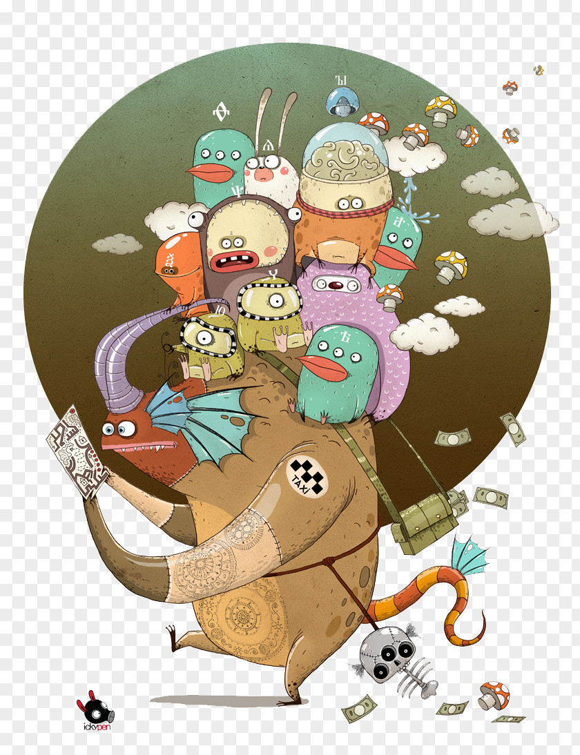 Creative Hand-painted Little Monsters. T-shirt Monster Drawing Illustration PNG