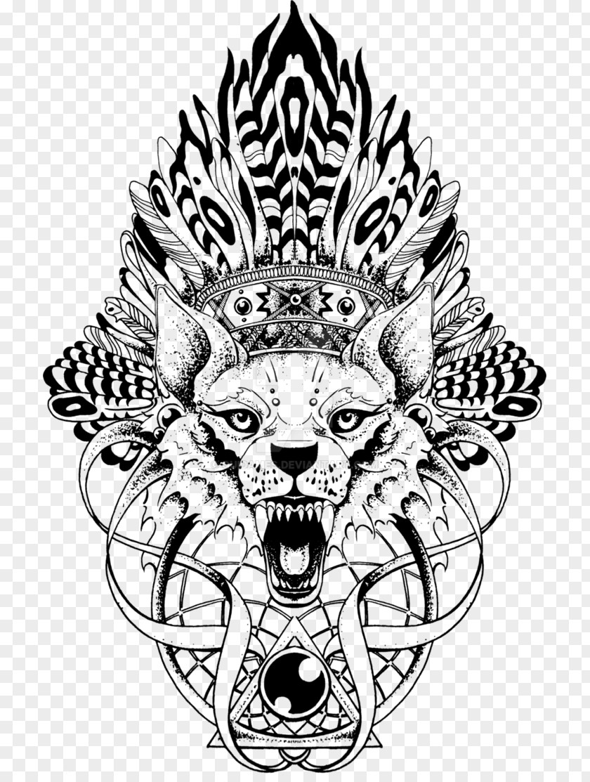 Gray Wolf Drawing Tattoo Totem Art PNG