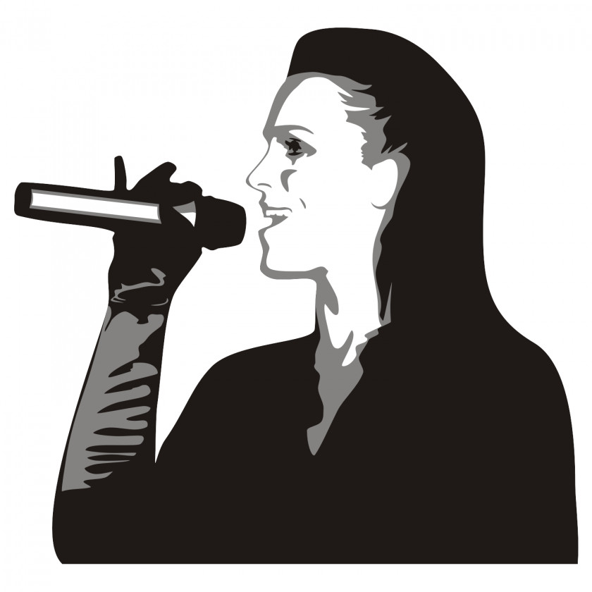 Singing Microphone Black And White Clip Art PNG