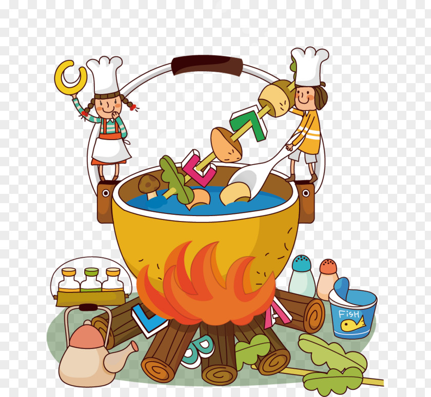 Boil Cartoon Hot Pot Food Mala Sauce Restaurant Image PNG