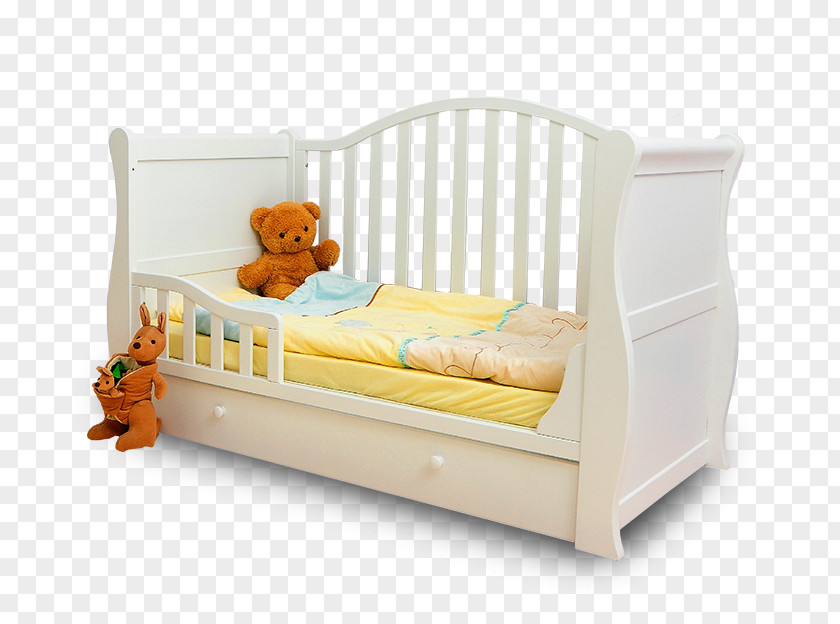 White Single Child Bed With Guardrail Infant PNG