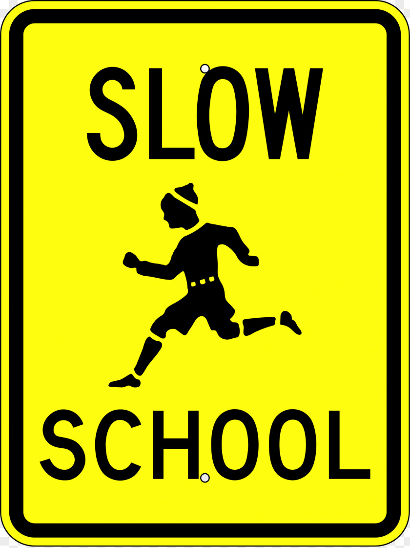 School Zone Traffic Sign Slow Children At Play PNG