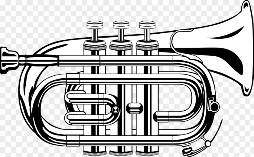 Trumpet Images Black And White Clip Art PNG