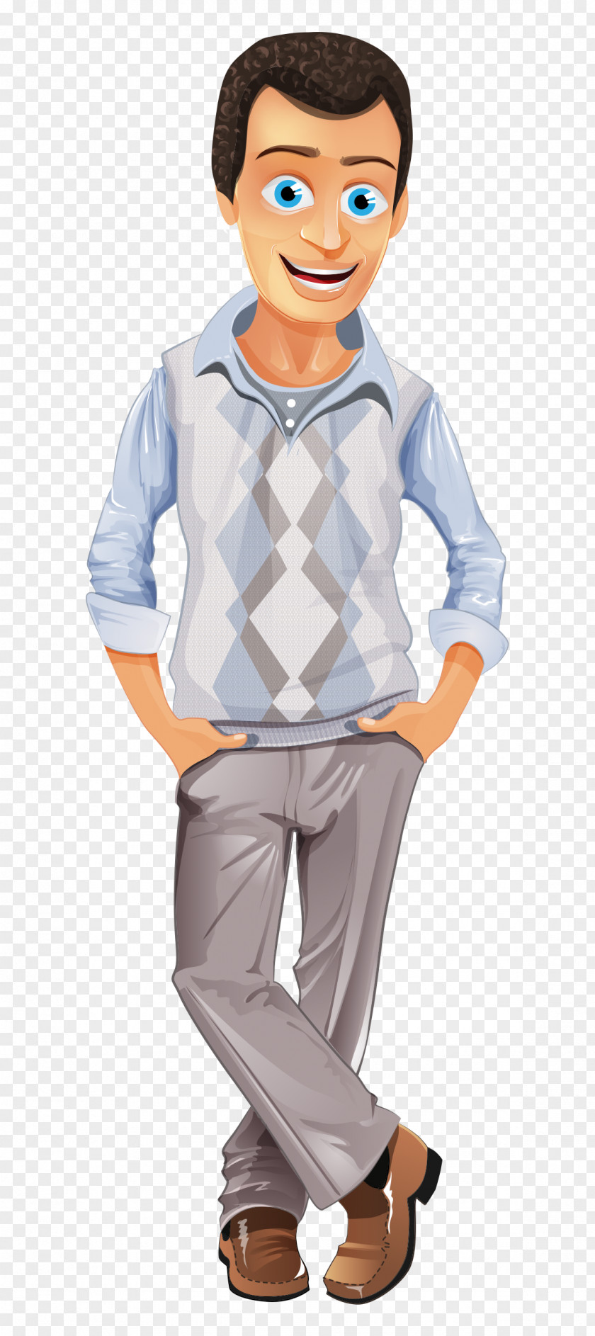 Fashion Hand-painted Cartoon Man Business Casual Friday Clip Art PNG
